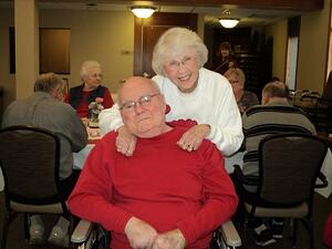 Shirley and Tom at Valentine's Day lunch at The Lutheran Home: Belle Plaine
